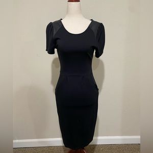 The Limited Black Leather and Cotton Midi Dress
